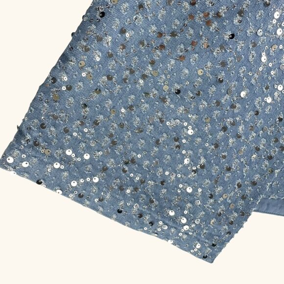 Women Sequined Denim Straight Leg Jeans Pants Size US M/6 High Waist Ripped - Picture 13 of 16